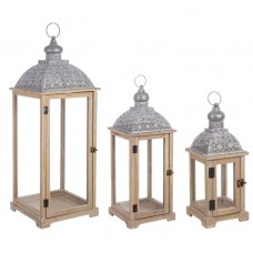 Set lanterne legno naturale